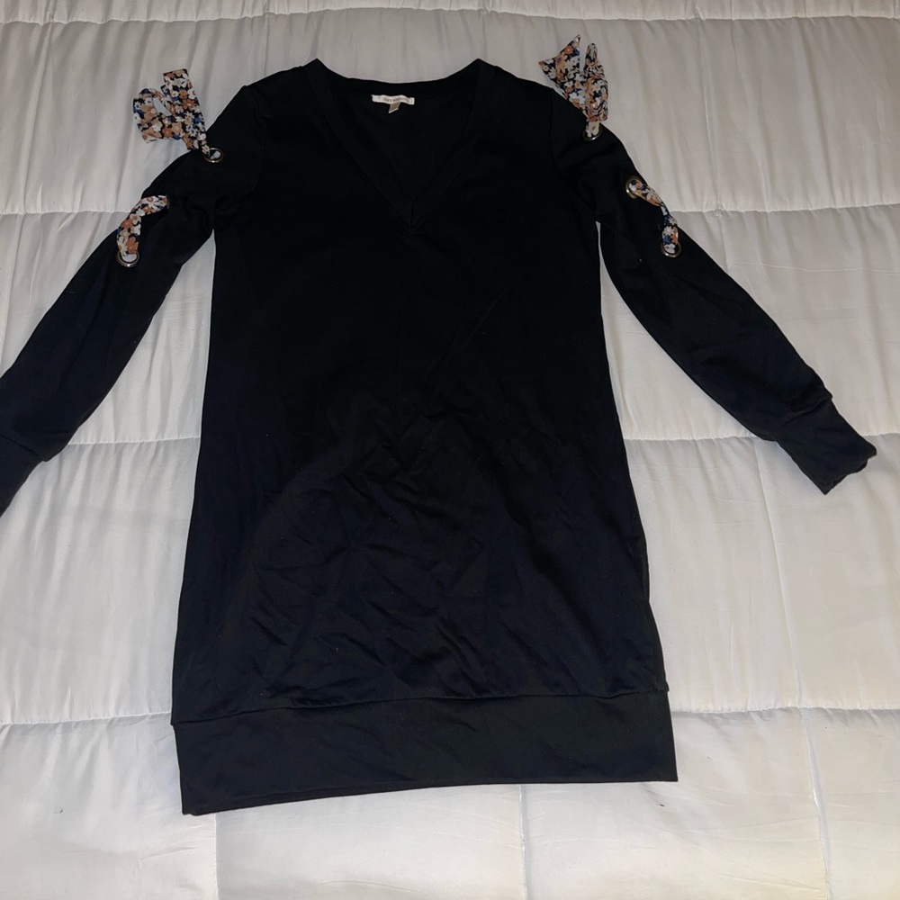 Black dress with sleeve accents from The Clothes Rak, size M